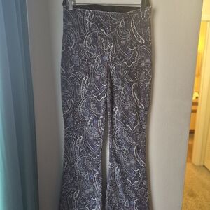 Paisley Print Flare Pants in Navy and Lavender